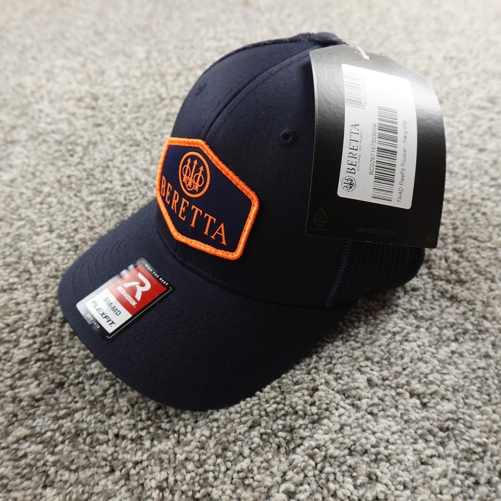 NEW Beretta Hat Cap Fitted Mens M Blue TKAD Flexfit Trucker Mesh Hunting Outdoor
